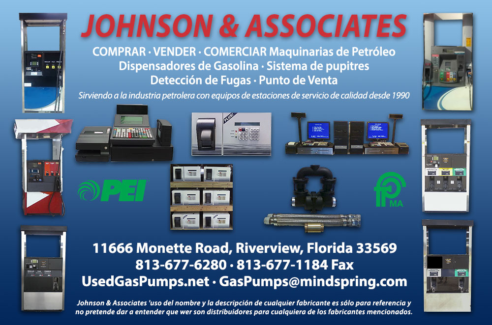 Johnson & Associates, Comprar, Vender, Comercio Maquinaria de Petróleo, dispensadores de gasolina, sistemas de consola, detección de fugas, Punto de Venta - Llame 813-677-6280